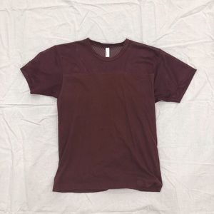 American Apparel Maroon Sports-Inspired Mesh Tee